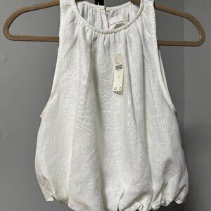 Anthropologie linen balloon cropped shirt with tags